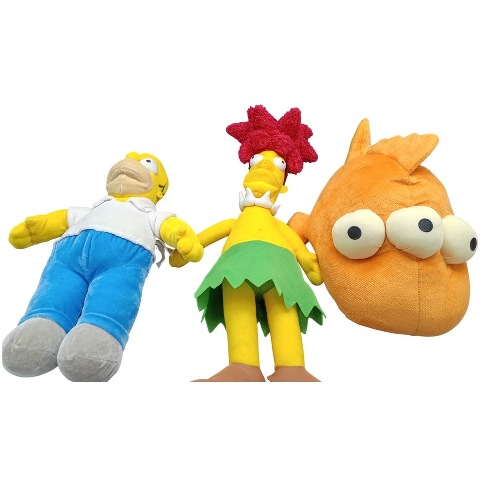 The Simpsons Plush Lot Homer Simpson Sideshow Bob Blinky Three-Eyed Fish 3pc